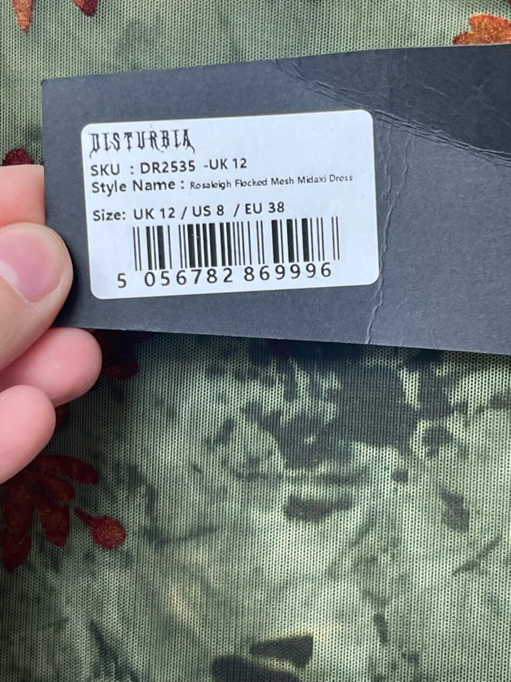 DISTURBIA | Rosaleigh Mesh Flocked Velour Midaxi Dress Whimsigoth Fairy Grunge - Picture 7 of 9